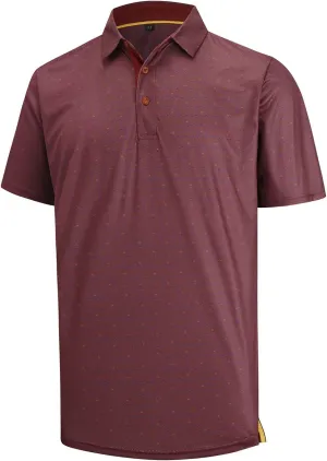 Men Golf Polo Shirts Short Sleeve Casual Print Dry Fit Moisture Wicking Performance Collared Golf Shirts for Men