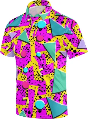 Mens 80s Golf Shirt Dry Fit Performance Short Sleeve Print Shirts Funny 90s Golf Shirts for Men