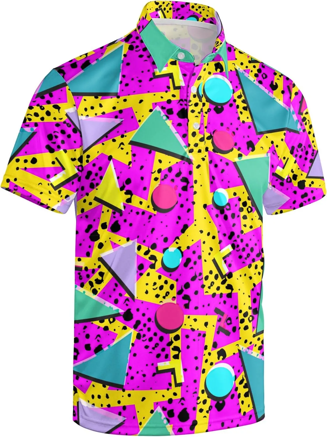 Mens 80s Golf Shirt Dry Fit Performance Short Sleeve Print Shirts Funny 90s Golf Shirts for Men