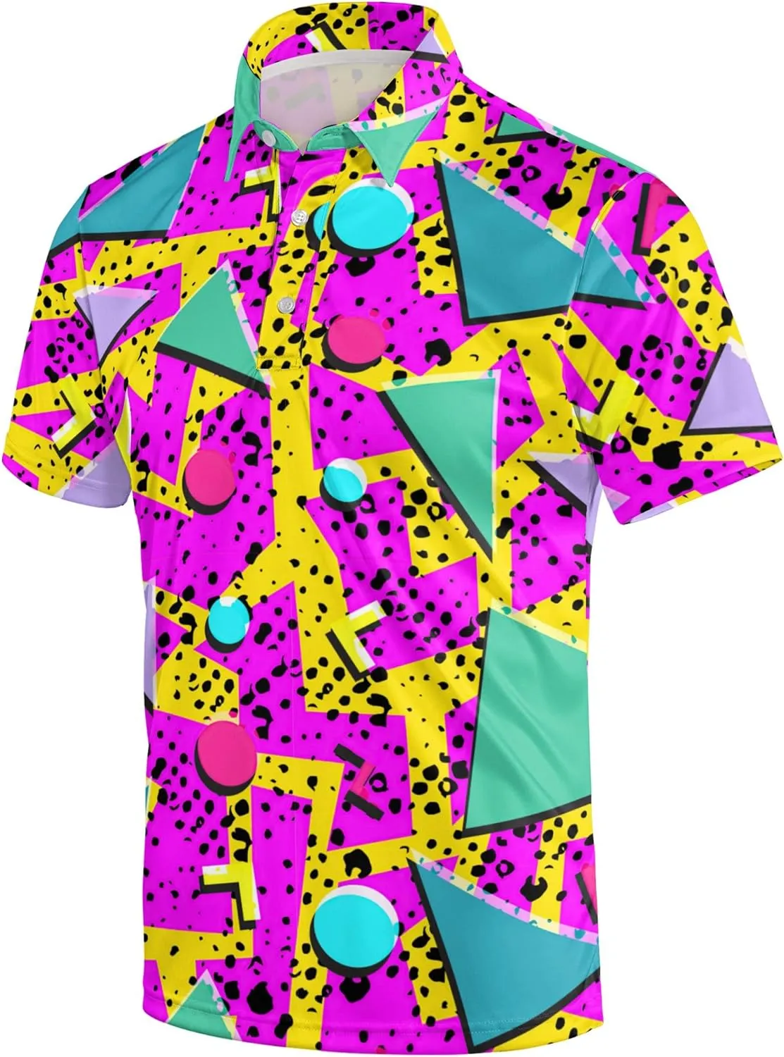 Mens 80s Golf Shirt Dry Fit Performance Short Sleeve Print Shirts Funny 90s Golf Shirts for Men