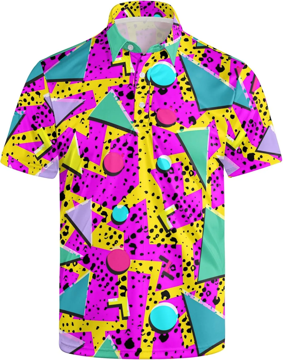 Mens 80s Golf Shirt Dry Fit Performance Short Sleeve Print Shirts Funny 90s Golf Shirts for Men