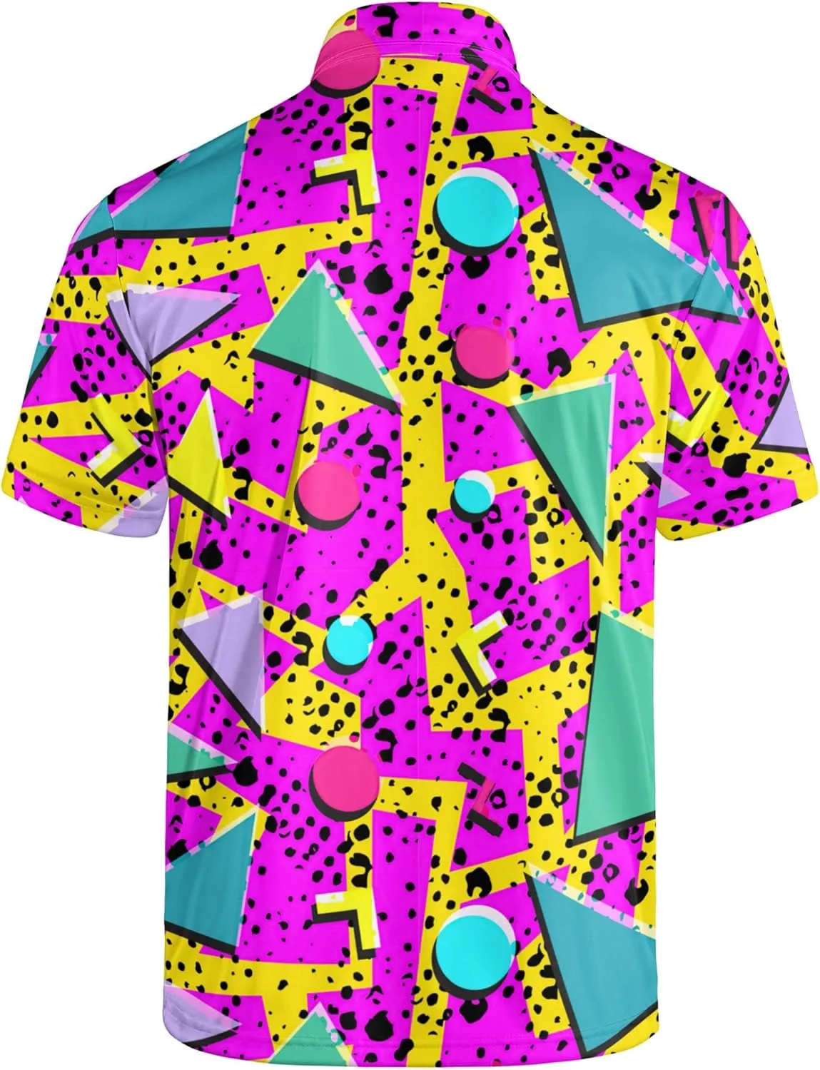Mens 80s Golf Shirt Dry Fit Performance Short Sleeve Print Shirts Funny 90s Golf Shirts for Men