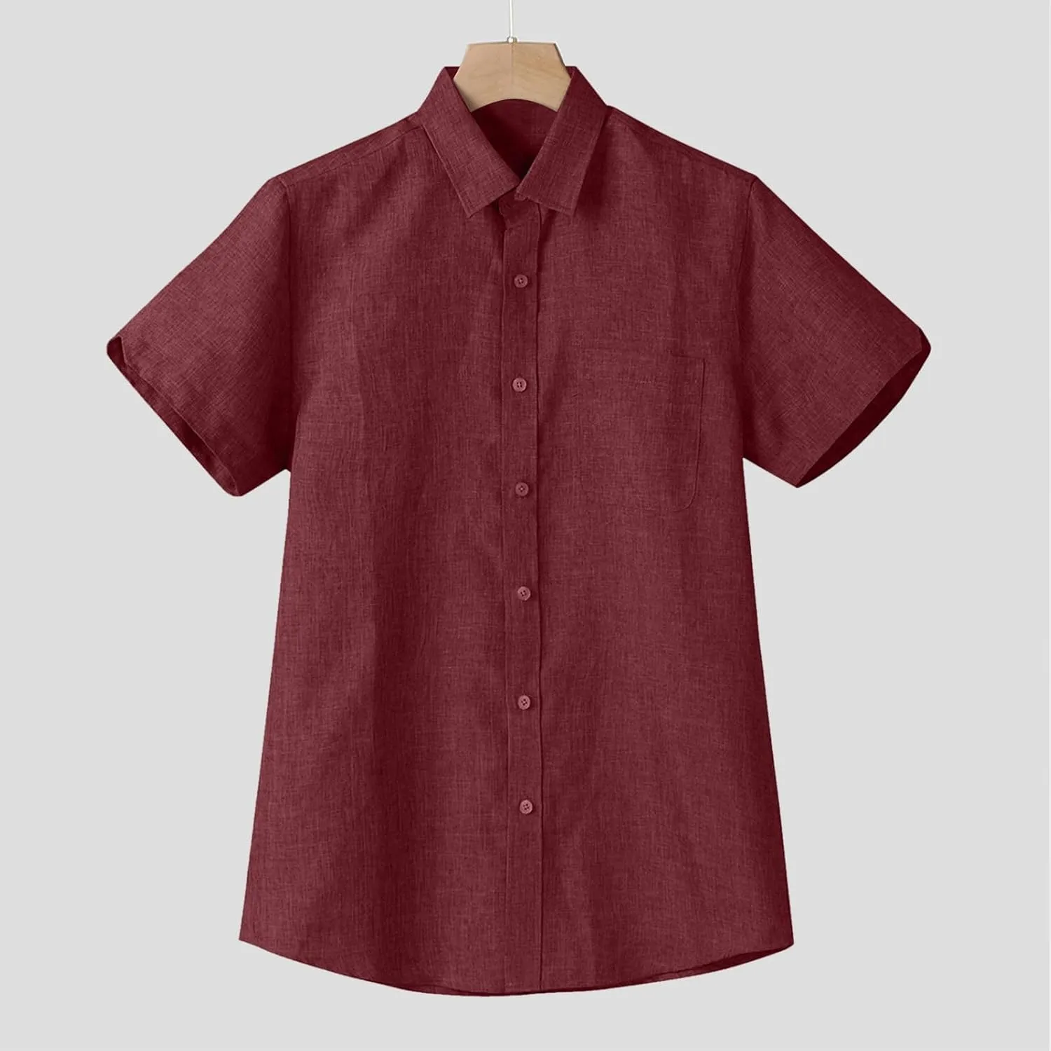 Mens Button Down Short Sleeve Textured Wrinkle Free Stretch Shirts Business Casual Work Dress Shirts Hawaiian Outfits Clothes