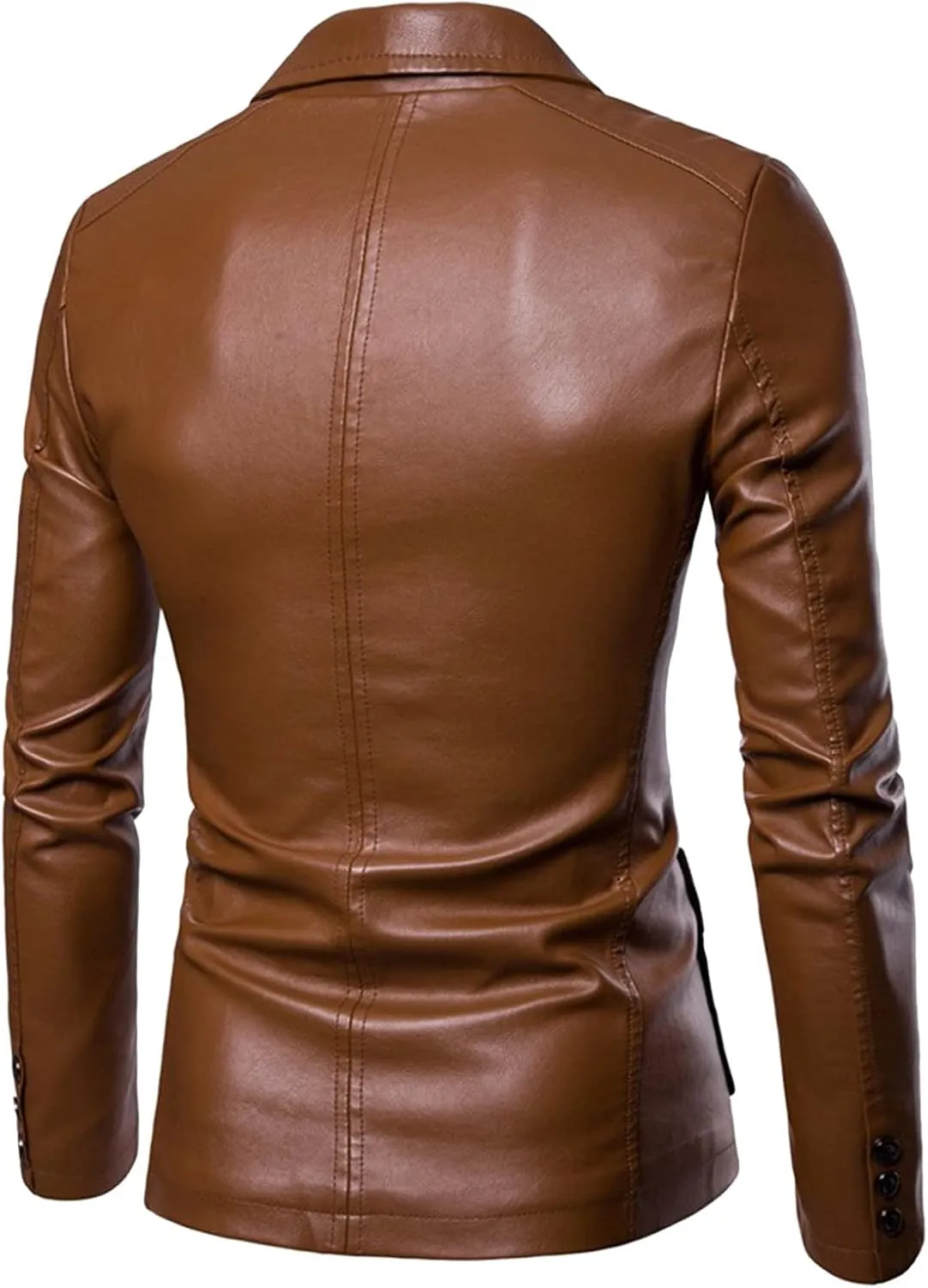 Men's Casual Coat Solid Leather Faux Single Breasted Blazers Jacket Slim Lapel Collar Pocket Warm Motorcycle Suit