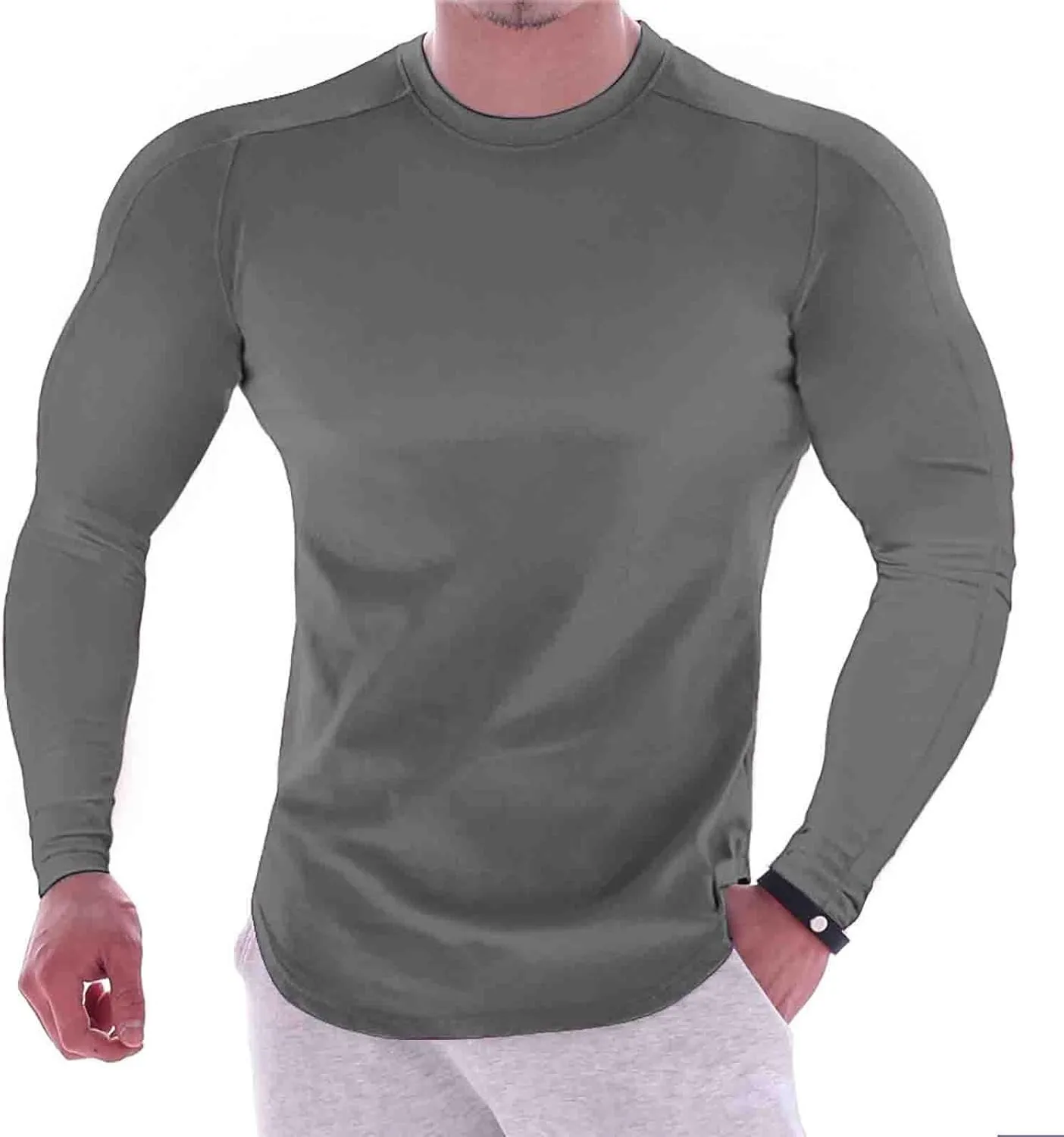Men's Cool Dry Compression Shirts Long Sleeve Sports Baselayer T-Shirts Tops Gym Athletic Workout Bodybuilding Shirt