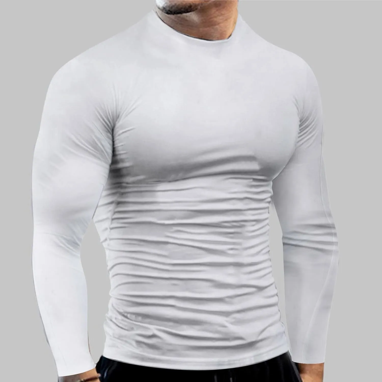 Men's Cool Dry Compression Shirts Long Sleeve Sports Baselayer T-Shirts Tops Gym Athletic Workout Bodybuilding Shirt