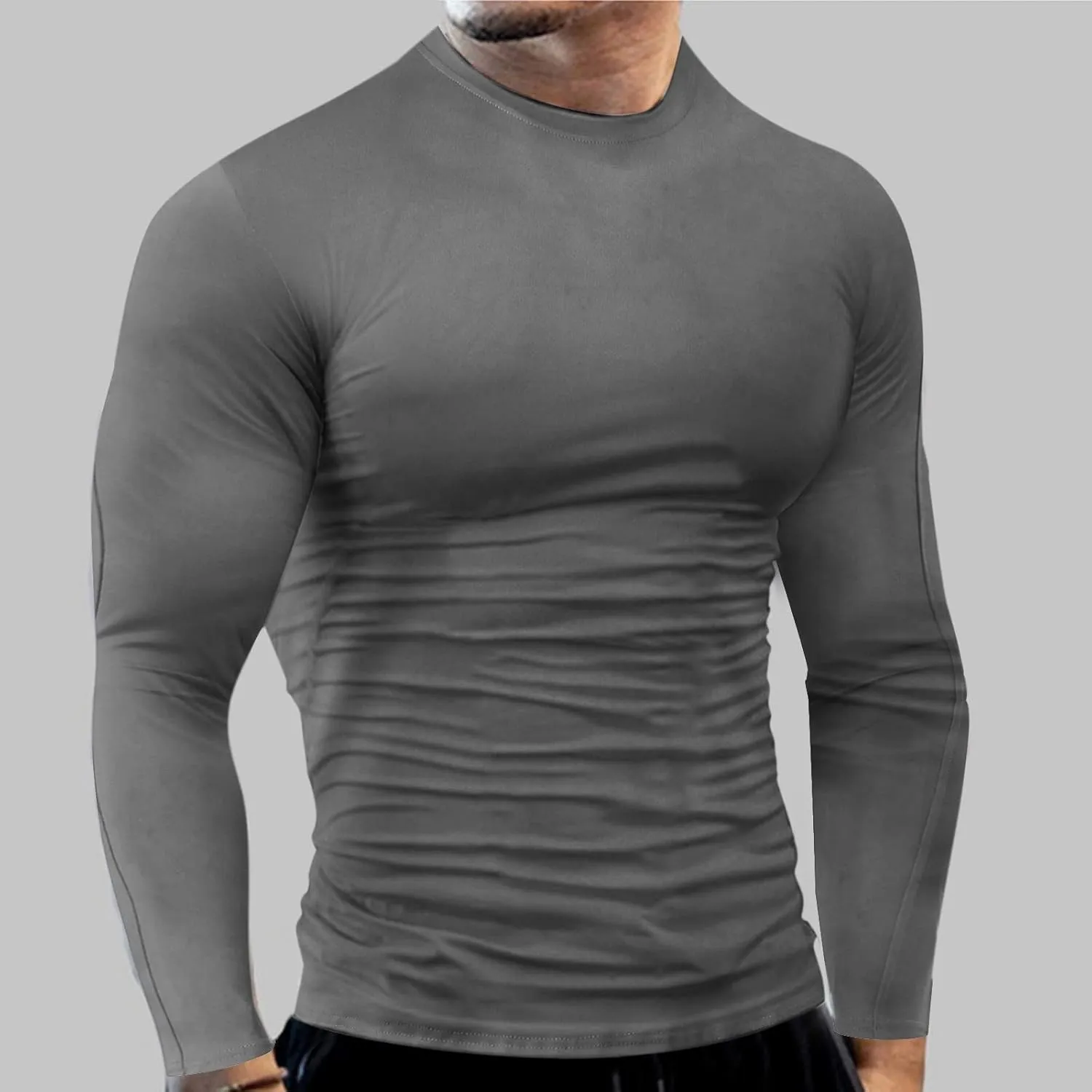 Men's Cool Dry Compression Shirts Long Sleeve Sports Baselayer T-Shirts Tops Gym Athletic Workout Bodybuilding Shirt