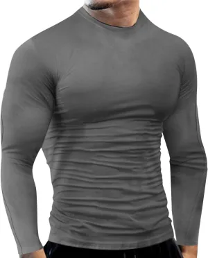 Men's Cool Dry Compression Shirts Long Sleeve Sports Baselayer T-Shirts Tops Gym Athletic Workout Bodybuilding Shirt