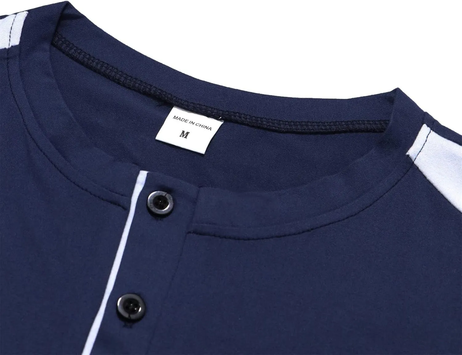 Men's Cotton Linen Henley Shirt Short Sleeve Band Collar Solid Hippie Casual Summer Beach T-Shirts with Pocket