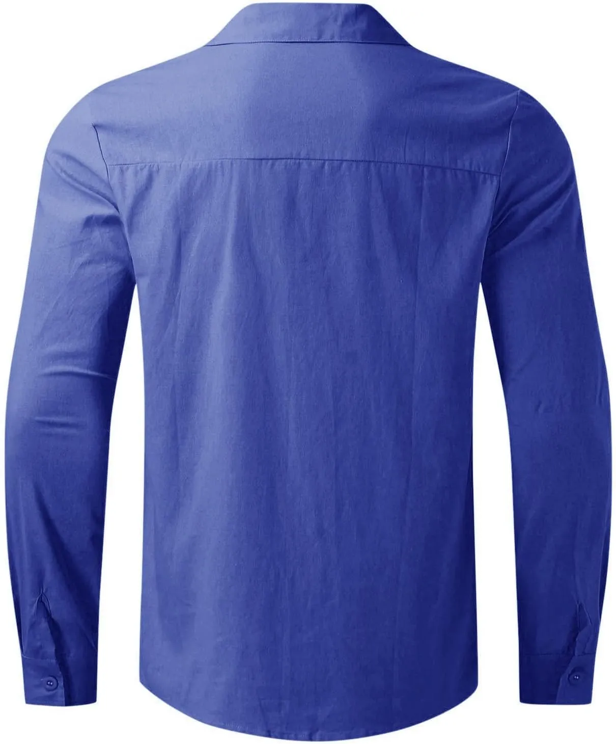 Mens Cotton Linen Long Sleeve Shirts Casual Lightweight Button Down T-shirts Summer Vacation Beach Tops Cuban Shirt