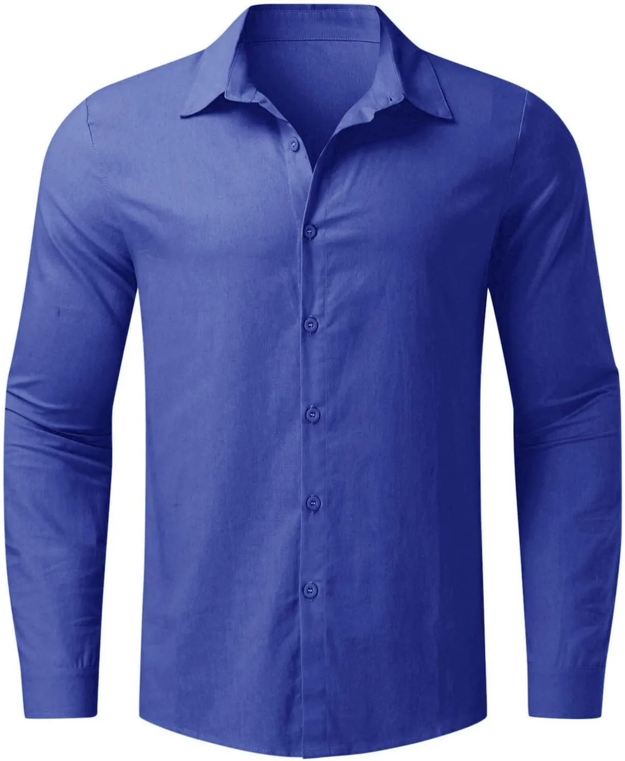 Mens Cotton Linen Long Sleeve Shirts Casual Lightweight Button Down T-shirts Summer Vacation Beach Tops Cuban Shirt