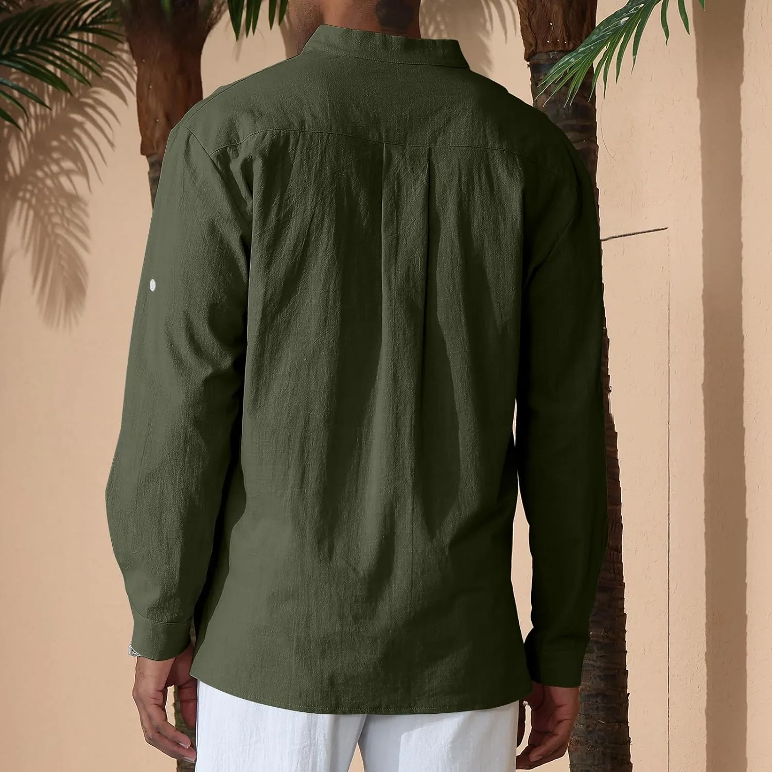 Men's Cotton Linen Shirt Drawstring Arm Banded Tops Medieval Viking Pirate Renaissance Halloween Costume