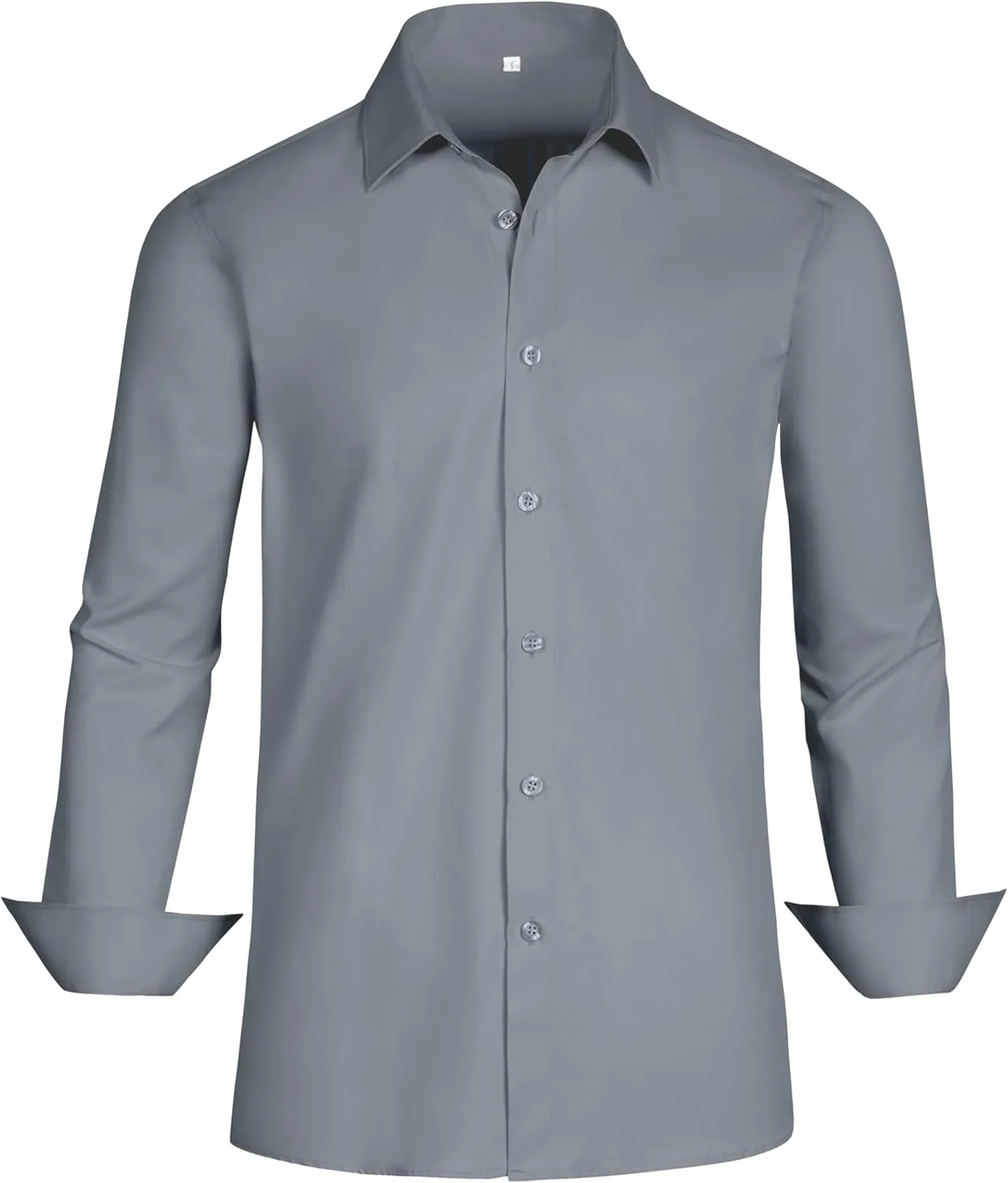 Men's Dress Shirts Regular Fit Solid Long Sleeve Wrinkle-Free Formal Shirt Business Casual Button Down Shirts