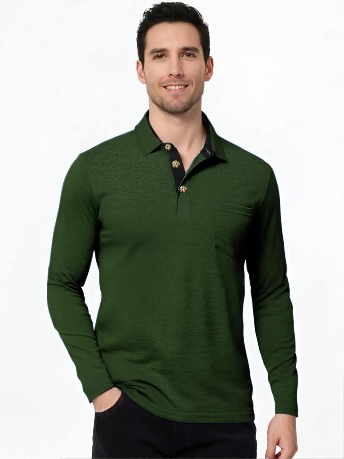Mens Fashion Polo Shirts Short Sleeve Shirt Classic Button Cotton Stylish Golf Polo Shirts with Pocket for Men