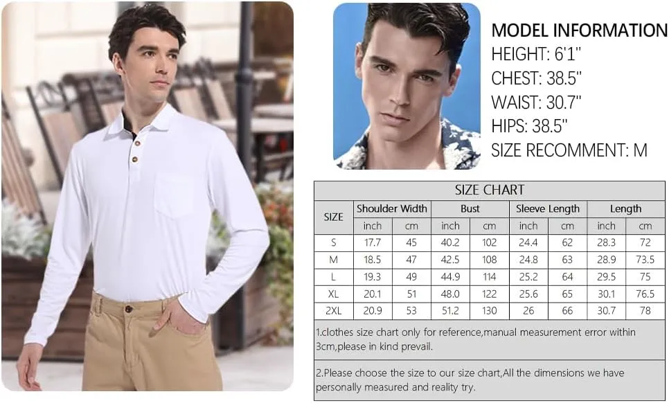 Mens Fashion Polo Shirts Short Sleeve Shirt Classic Button Cotton Stylish Golf Polo Shirts with Pocket for Men