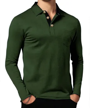 Mens Fashion Polo Shirts Short Sleeve Shirt Classic Button Cotton Stylish Golf Polo Shirts with Pocket for Men