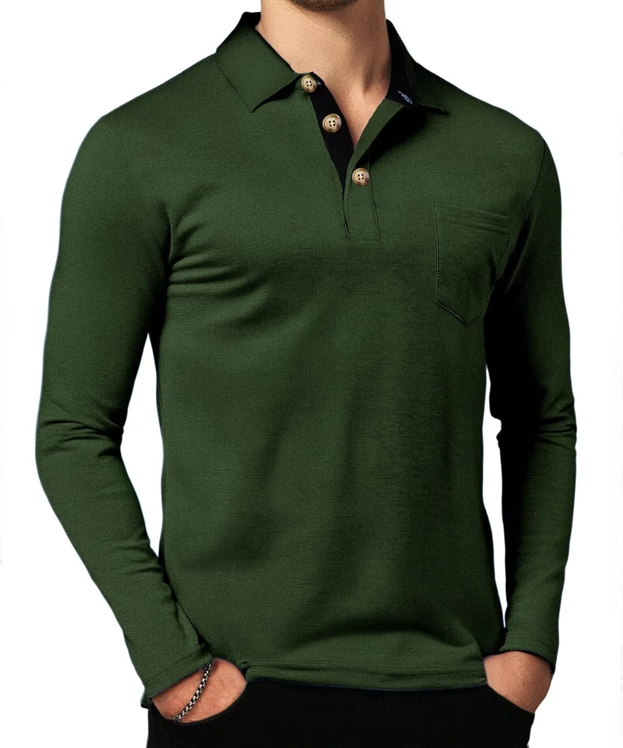 Mens Fashion Polo Shirts Short Sleeve Shirt Classic Button Cotton Stylish Golf Polo Shirts with Pocket for Men