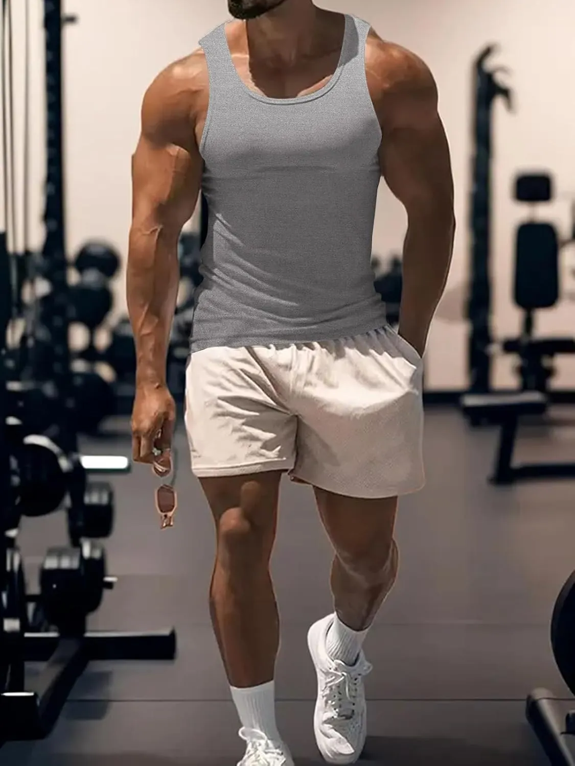 Men's Gym Workout Tank Tops - Soft Lightweight Sleeveless Muscle Shirts for Beach & Athletic Wear