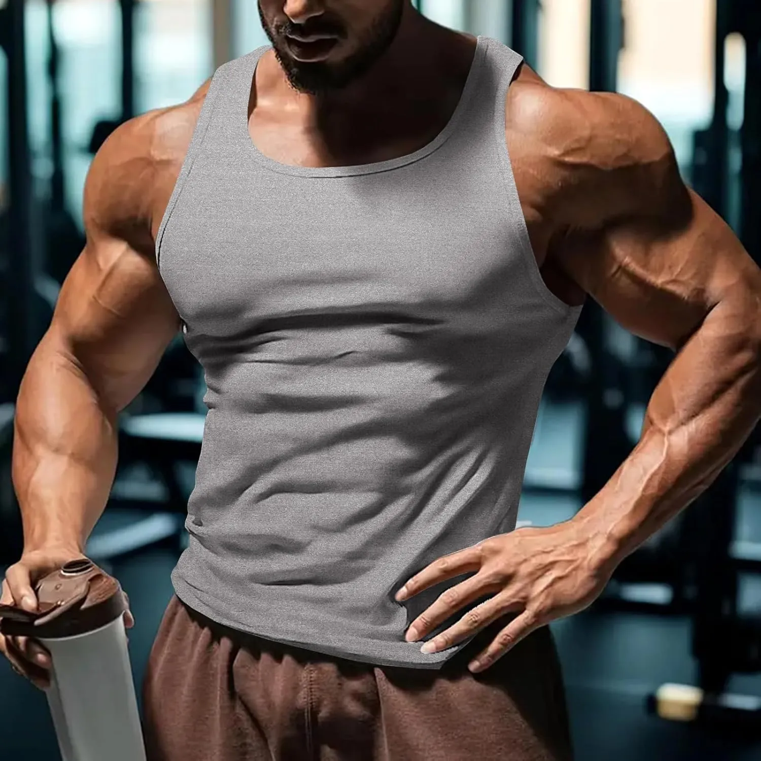 Men's Gym Workout Tank Tops - Soft Lightweight Sleeveless Muscle Shirts for Beach & Athletic Wear