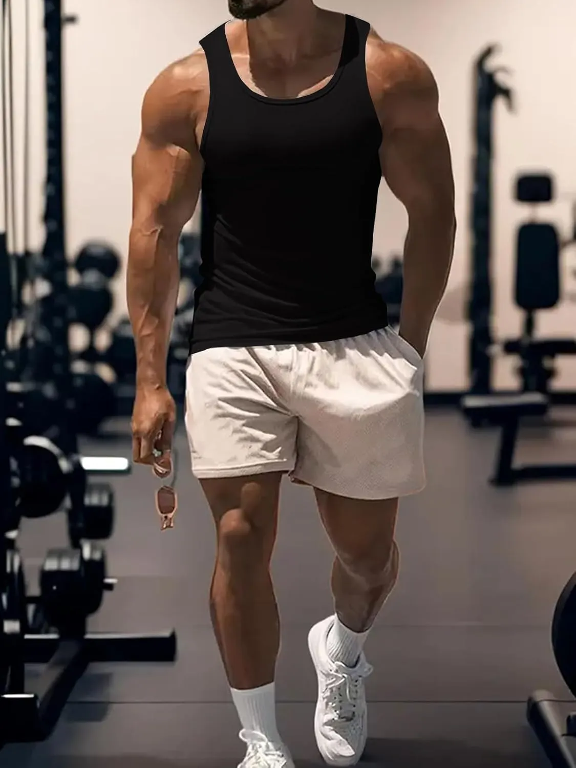 Men's Gym Workout Tank Tops - Soft Lightweight Sleeveless Muscle Shirts for Beach & Athletic Wear