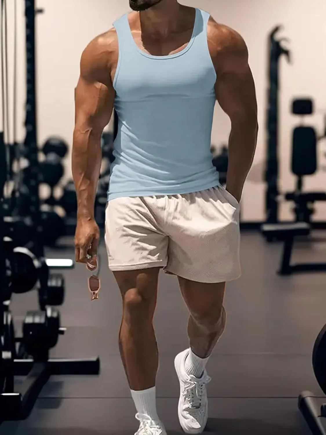 Men's Gym Workout Tank Tops - Soft Lightweight Sleeveless Muscle Shirts for Beach & Athletic Wear