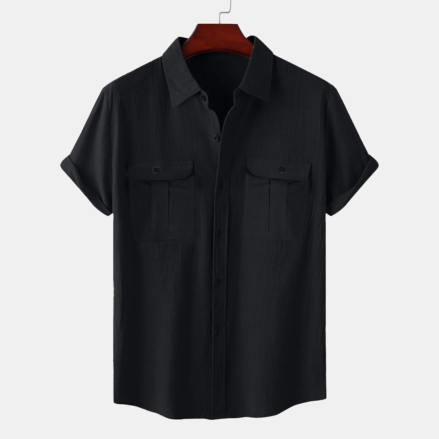 Mens Linen Cotton Shirts Button Down Short Sleeve Summer Clothes Trendy Outfits Casual Beach Dress Shirt Business