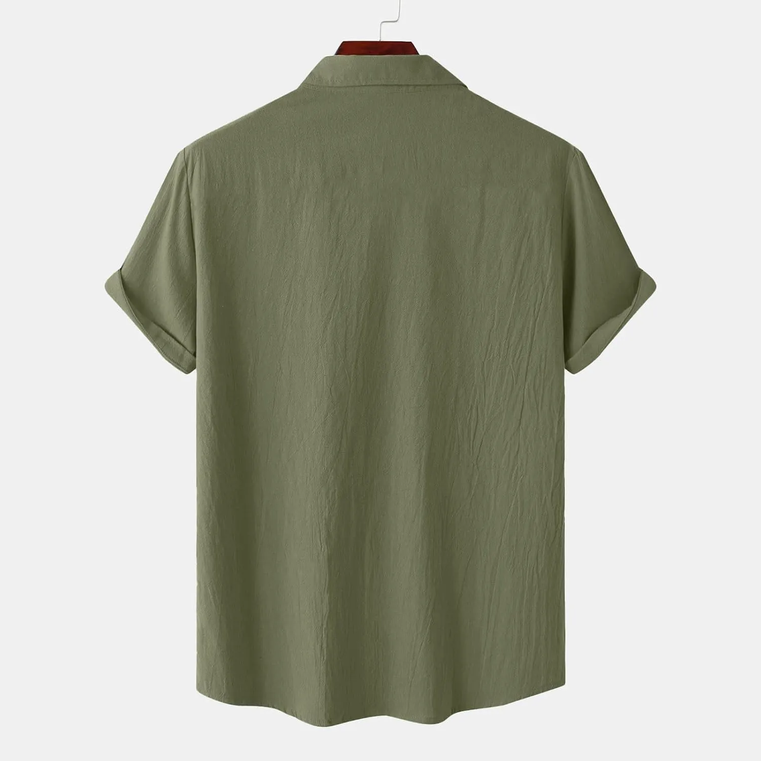 Mens Linen Cotton Shirts Button Down Short Sleeve Summer Clothes Trendy Outfits Casual Beach Dress Shirt Business