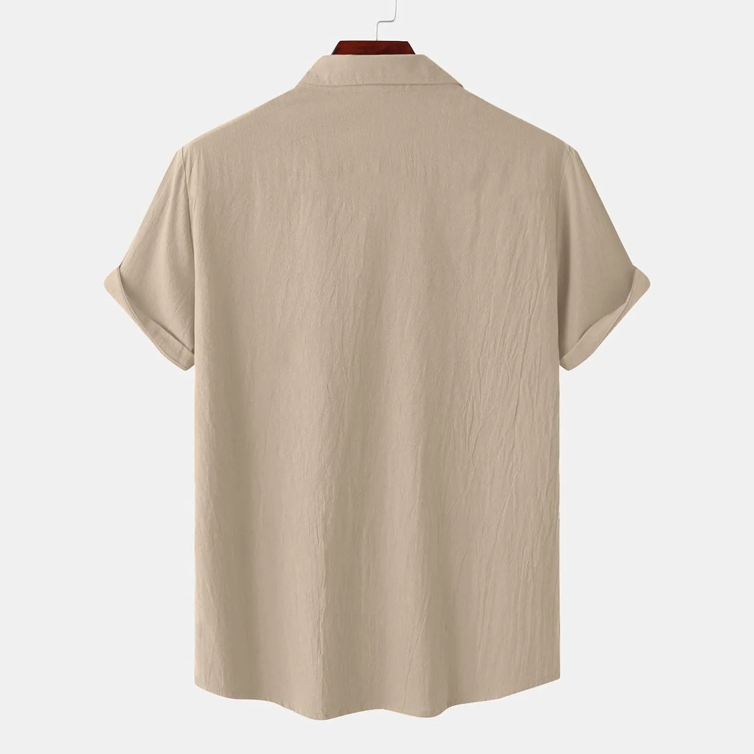 Mens Linen Cotton Shirts Button Down Short Sleeve Summer Clothes Trendy Outfits Casual Beach Dress Shirt Business