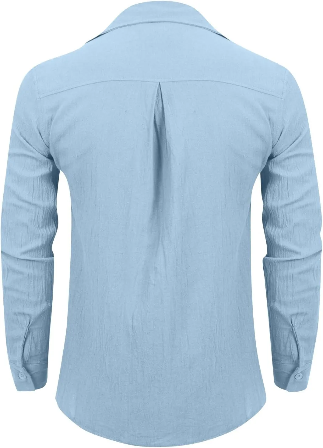 Men's Linen Dress Shirt Regular Fit Stretch Long Sleeve Solid Business Wedding Button Down Stretch Shirts Plus Size