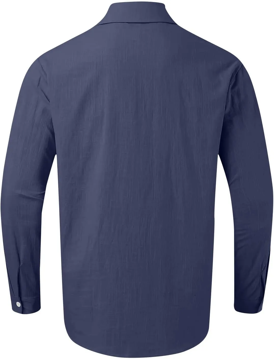 Mens Linen Shirt Casual Button Down Long Sleeve Trendy Business Tops with Pockets Solid Color Basic Lapel Shirt 2025