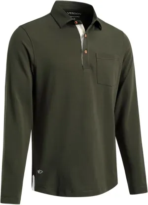 Mens Long and Short Sleeve Polo Shirts Pocket Casual Solid Cotton Blend Drop Cut Collared Polo Shirts for Men