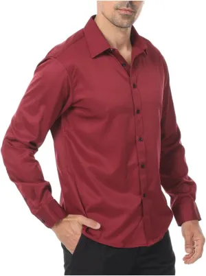 Men's Long Sleeve Dress Shirts Stretch Wrinkle Free Button Down Shirt Business Wedding Formal Shirts Regular Fit