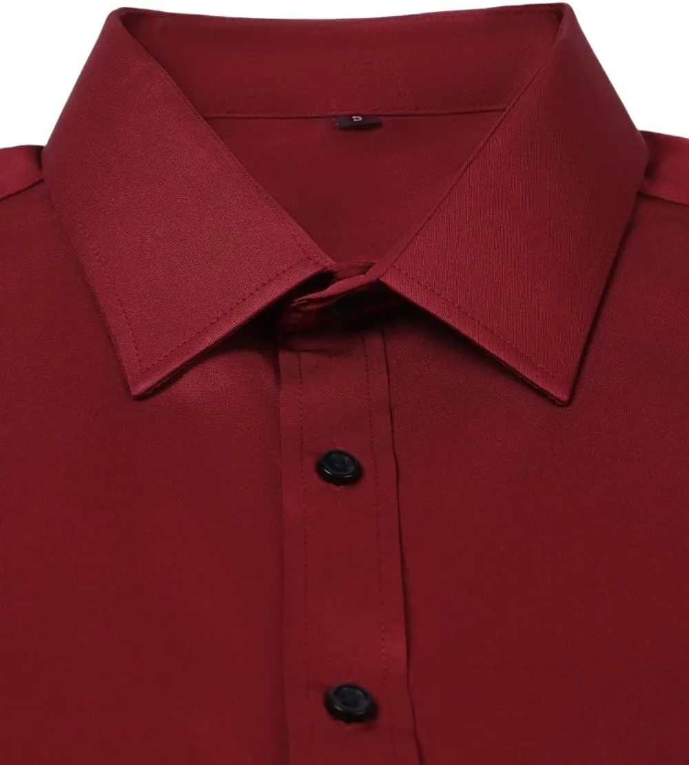 Men's Long Sleeve Dress Shirts Stretch Wrinkle Free Button Down Shirt Business Wedding Formal Shirts Regular Fit
