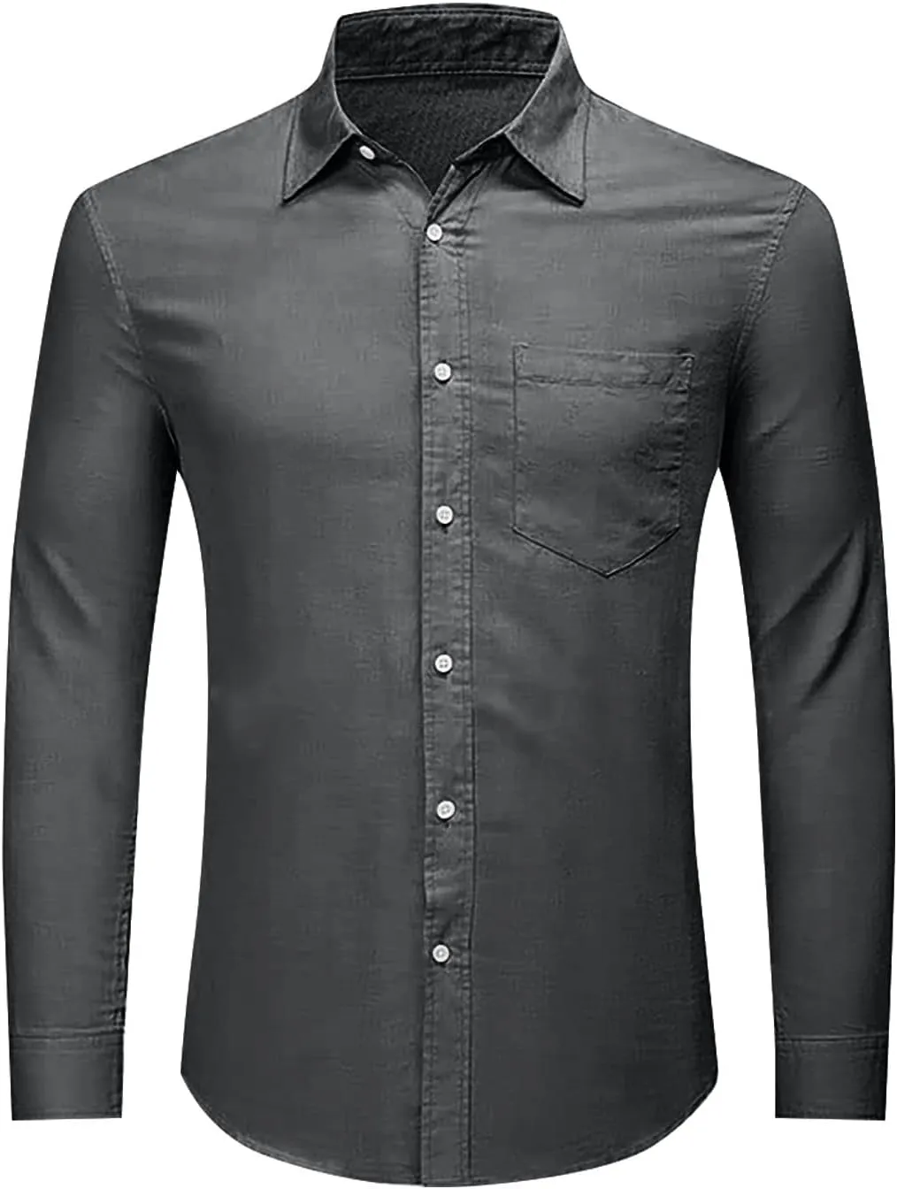 Mens Long Sleeve Dress Shirts Stretch Wrinkle-Free Formal Shirt Business Casual Summer Button Up Beach Wedding Shirts