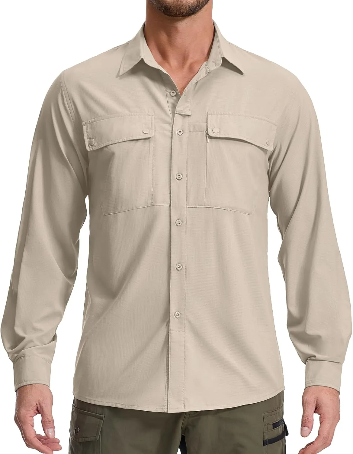 Men's Long Sleeve Hiking Fishing Shirts UPF 50  Sun Protection Quick Dry Shirts Outdoor Travel Safari Camping