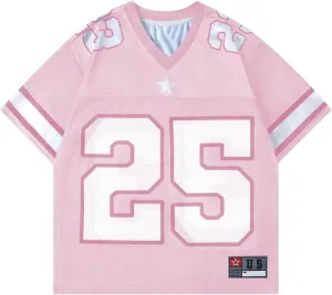 Men's Number Graphic Jersey Shirts Short Sleeve Striped Casual T Shirt Top Athletic Sports Jersey T Shirts Streetwear