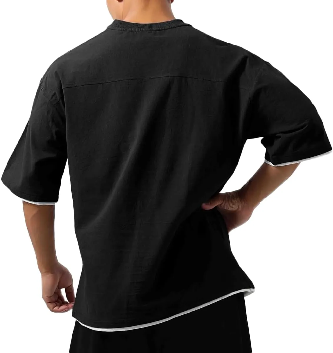 Mens Oversize Loose Hip-hop Shirts Plus Size Shirts Half Sleeve Workout Gym Sweatshirts for Men T83