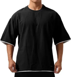Mens Oversize Loose Hip-hop Shirts Plus Size Shirts Half Sleeve Workout Gym Sweatshirts for Men T83