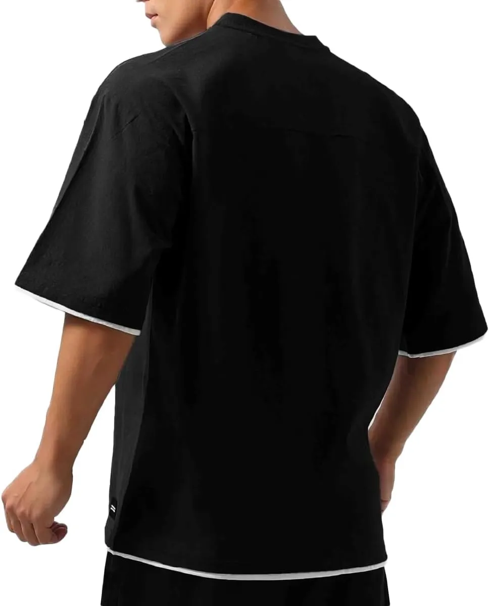 Mens Oversize Loose Hip-hop Shirts Plus Size Shirts Half Sleeve Workout Gym Sweatshirts for Men T83