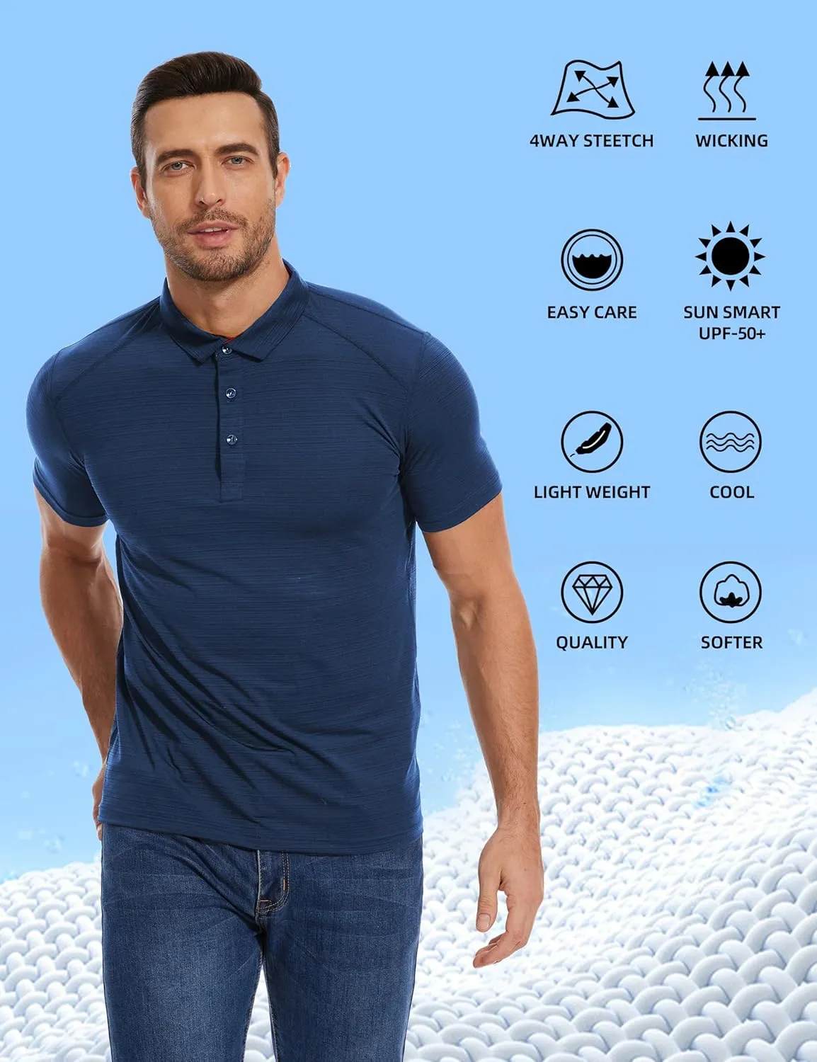Mens Polo Shirts Quick Dry Sport T Shirt Performance Short Sleeve Athletic Tennis Golf Workout Polo Shirts