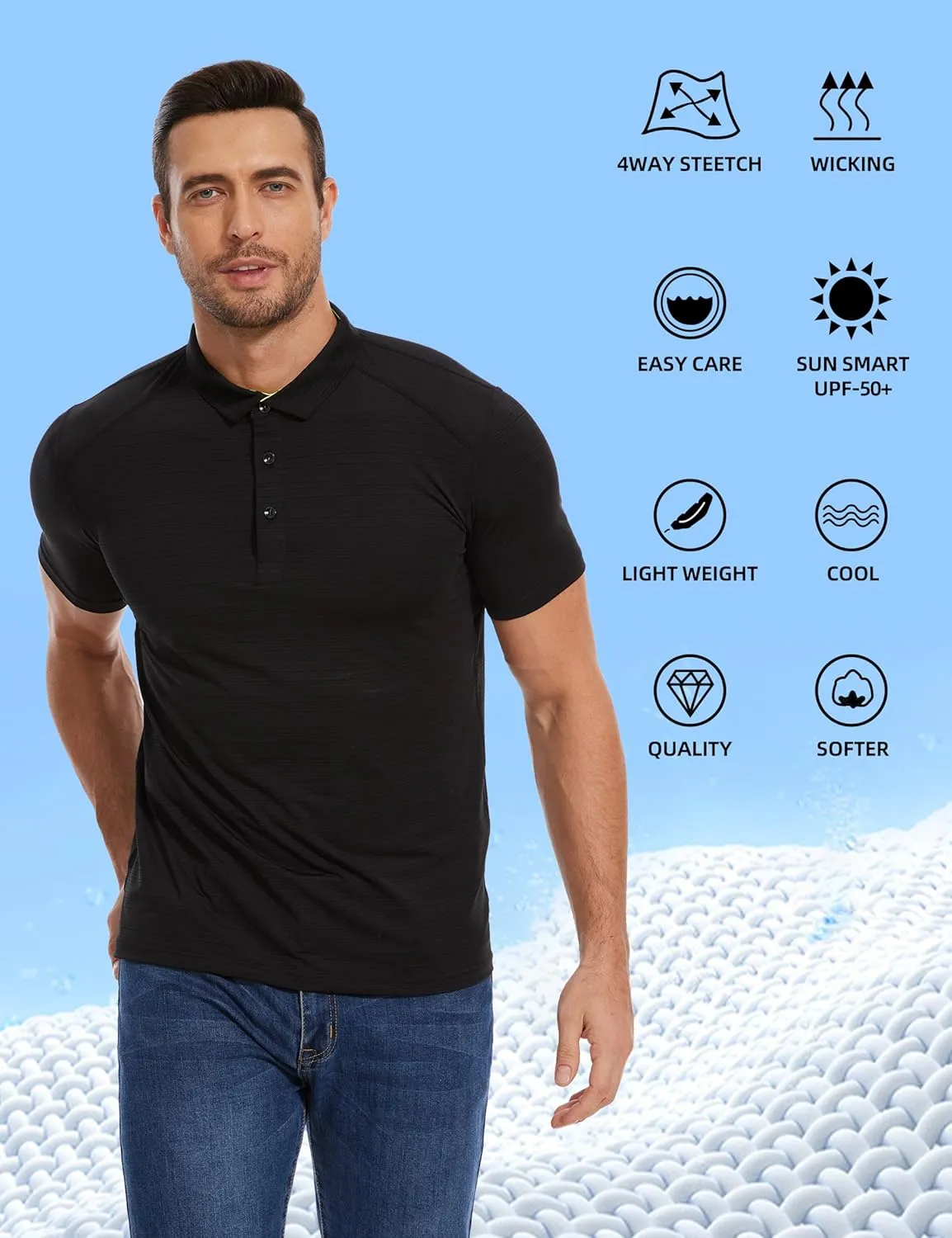 Mens Polo Shirts Quick Dry Sport T Shirt Performance Short Sleeve Athletic Tennis Golf Workout Polo Shirts