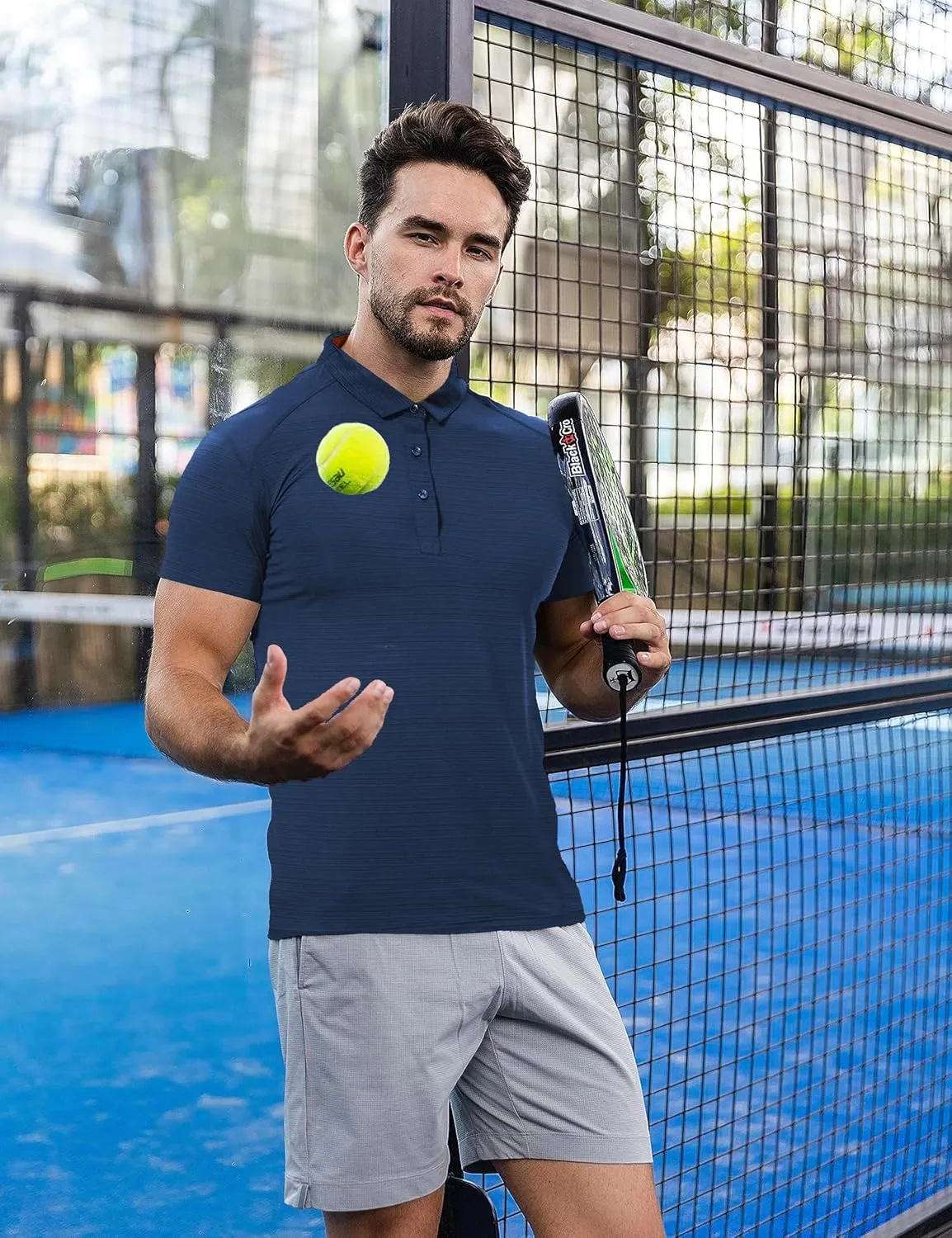Mens Polo Shirts Quick Dry Sport T Shirt Performance Short Sleeve Athletic Tennis Golf Workout Polo Shirts