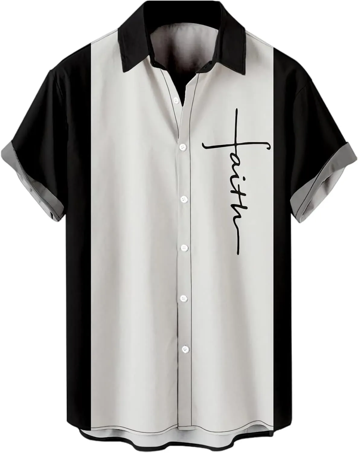 Men's Short Sleeve Button Down Bowling Shirts Hawaiian Casual Printed Summer Regular Fit Beach Aloha Shirt
