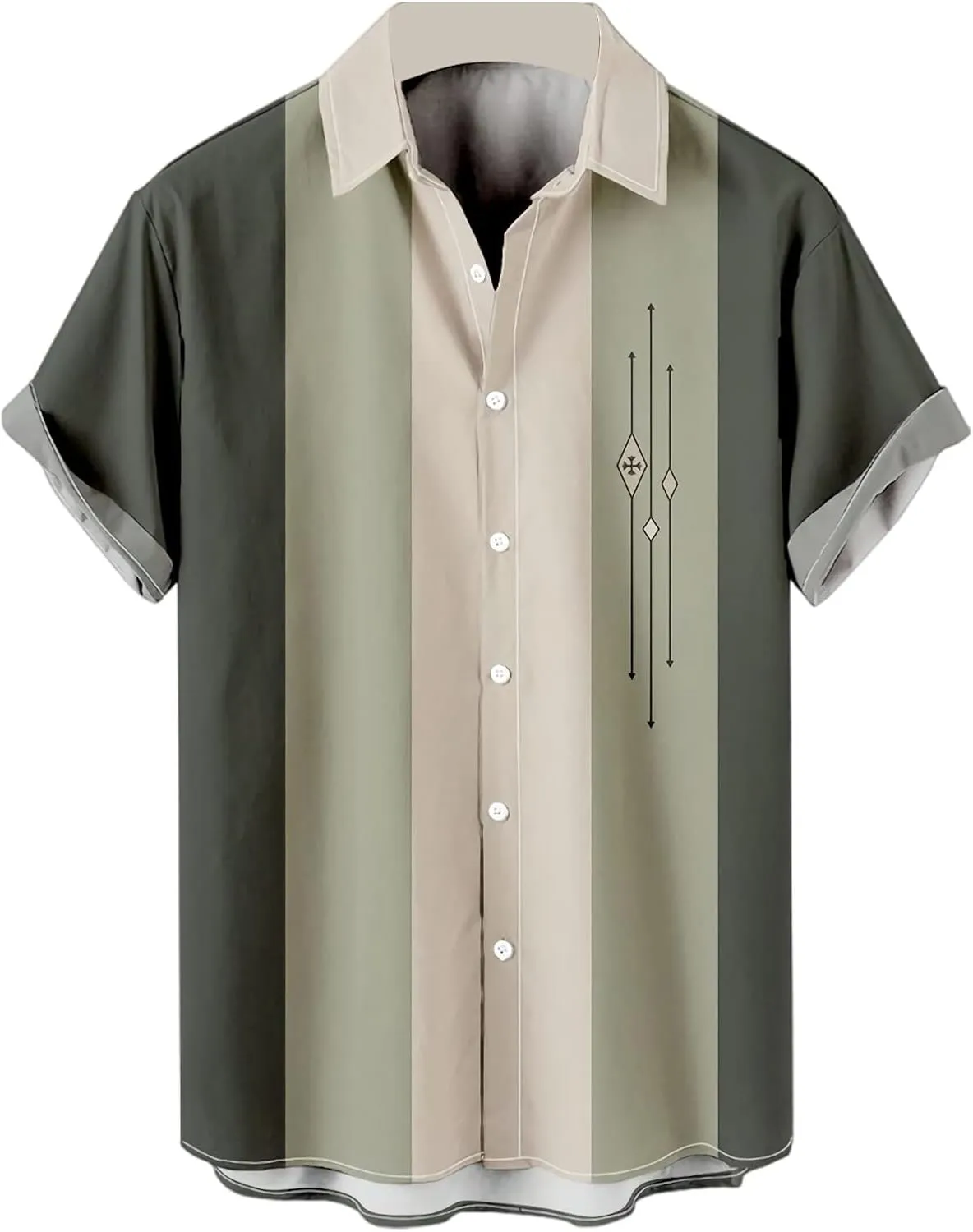 Men's Short Sleeve Button Down Bowling Shirts Hawaiian Casual Printed Summer Regular Fit Beach Aloha Shirt