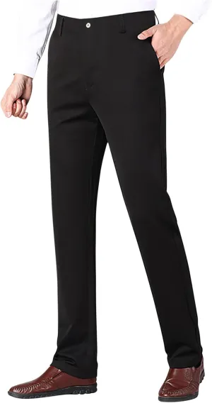 Men's Slim-Fit Flat-Front Dress Pant Stretch Business Casual Chinos Suit Pants for Men Tapered Trousers with Pockets