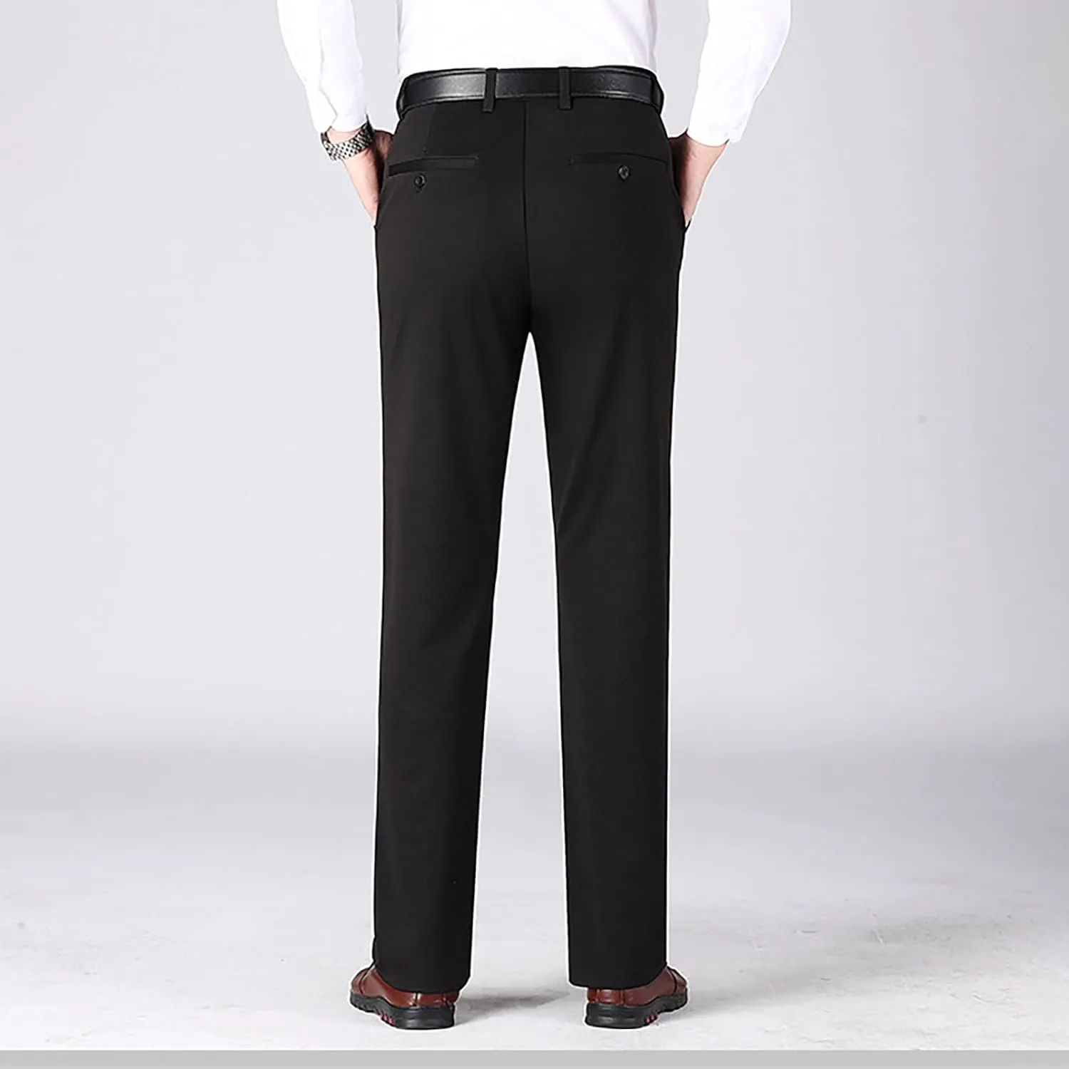 Men's Slim-Fit Flat-Front Dress Pant Stretch Business Casual Chinos Suit Pants for Men Tapered Trousers with Pockets