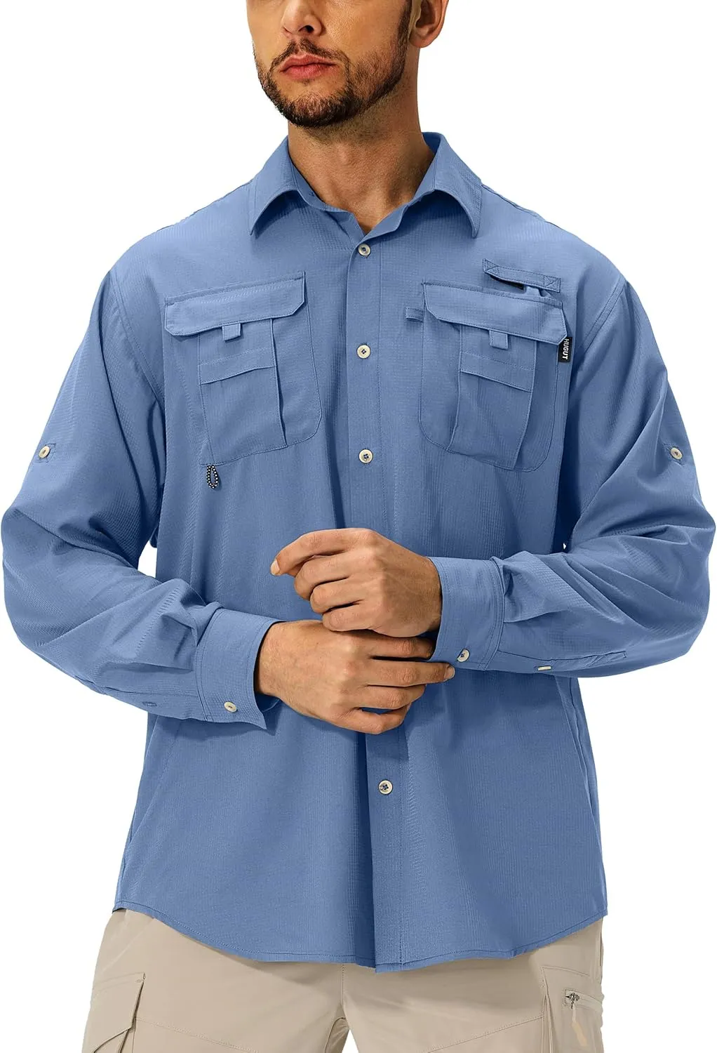 Men's Sun Protection Fishing Shirts Lightweight Long Sleeve UPF 50  Travel Work Hiking Shirts with Pockets