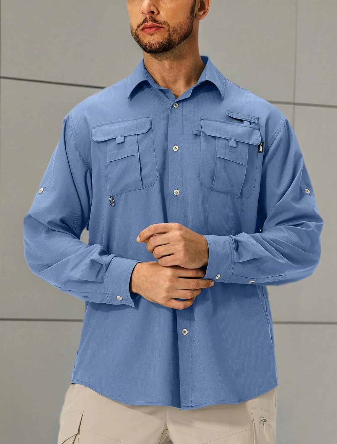 Men's Sun Protection Fishing Shirts Lightweight Long Sleeve UPF 50  Travel Work Hiking Shirts with Pockets
