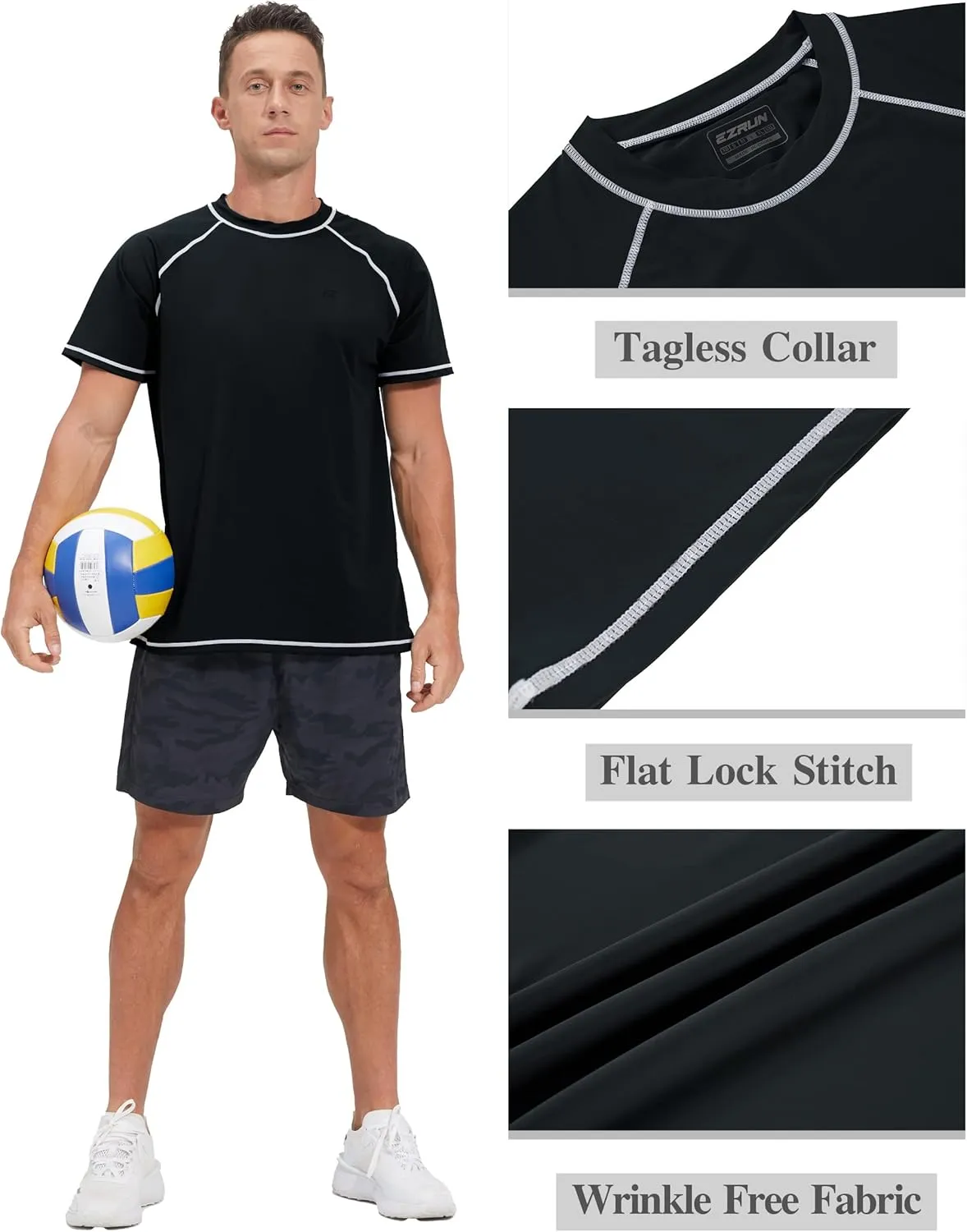 Men's Swim Shirts Rash Guard UPF 50  UV Sun Protection T-Shirt Quick Dry Fishing Beach T Shirts
