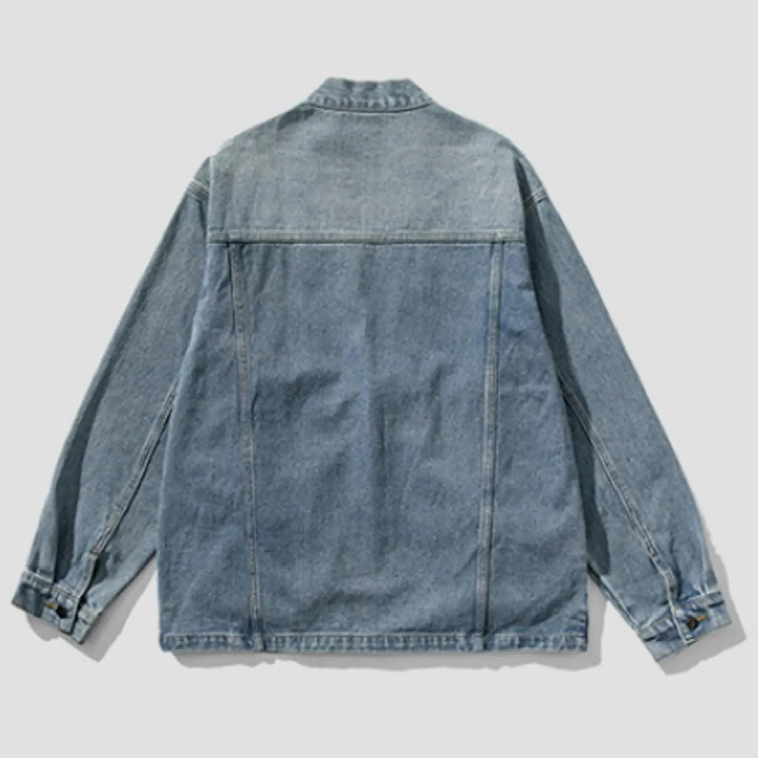Mens Trendy Japanese Style Denim Kimono Jackets One Button Casual Washed Jean Jacket Hip Hop Distressed Vintage Coats